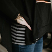 The Portable Nursing Poncho in Navy closeup